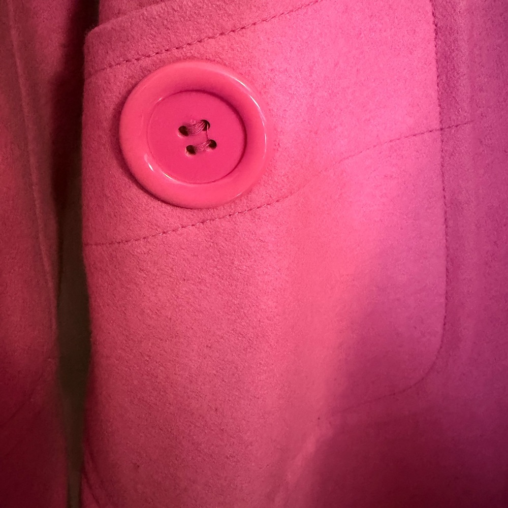 Tulle Pink Pea Coat Jacket Size L Fits S/M Wool Blend - Picture 10 of 10